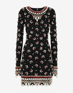 Hollister Style, Flora Dress, Elegant Mini Dress, Dolce Gabbana Dress, Crystal Embellishment, Embellished Dress, Dolce & Gabbana, Black Silk, Jersey Dress