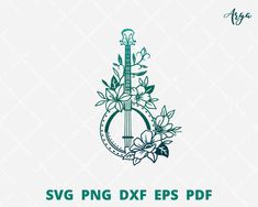 the logo for svg png dxf epsp with flowers on it