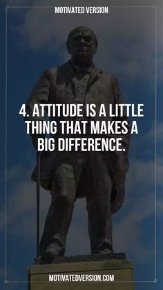 a statue with the words 4 attitude is a little thing that makes a big difference