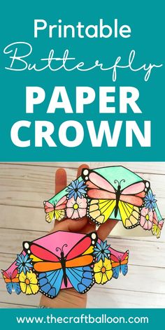 the printable butterfly paper crown is shown