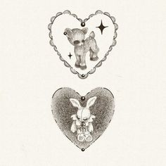 a drawing of a teddy bear in a heart with an ornament attached to it