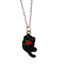 Looking for a necklace that's equal parts cute and chic? Our Black Cat Holding a Heart pendant is just what you need. The adorable cat design makes it a must-have for all cat lovers, with a gold back and 18" gold chain ensure it's also a stylish accessory that you can wear with anything. Luxury Dog, Jordan 1 Retro, Metal Flowers, Flower Pendant, Silver Turquoise, Cat Design, Leather Necklace, Stylish Accessories, Heart Necklace