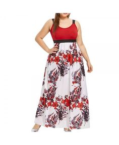 Buy Plus Size Sleeveless Floral Print Maxi Dress - Multi - 4W87972012 online, fidn many other Women's Clothing Plus Size Maxi Dress, Maxi Dress Outfit, Dresses Simple, Ankle Length Dress, Ny Giants, Plus Size Maxi, Trendy Plus Size Clothing, Floral Print Maxi Dress, Floral Print Maxi