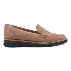 Designed for all day comfort, the Easy Spirit Velia casual loafers are the perfect wardrobe staple. It features a slip-on silhouette, almond shaped toe and sleek design. Plus, it offers eFlex Technology featuring arch support, a padded footbed, & flex grooves. This shoe is orthotic friendly. Fall Slip-on Tassel Loafers With Plain Toe, Slip-on Loafers For Work, Workwear Slip-on Moccasins, Slip-on Moccasins With Rubber Sole For Work, Comfortable Slip-on Loafers With Branded Insole, Slip-on Moccasins With Textured Sole For Work, Slip-ons With Textured Sole For Workwear, Spring Slip-ons With Stitched Sole And Almond Toe, Workwear Flats With Cushioned Footbed And Slip-on Design