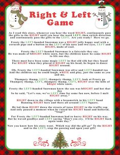 the right and left game is shown in this christmas themed letter to santa clauss