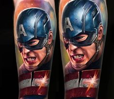 captain america tattoo on the leg