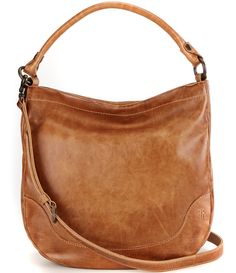 From Frye&#x2C; the Melissa Genuine Leather Hobo Bag features:Genuine leatherCotton lining Antique brass hardwareMagnetic closureInterior: 2 slip pockets&#x2C; zip pocket&#x2C; and key hookAdjustable/removable strap: 18" LApprox. 13.18" L x 13.88" H x 4.13" W bag; 8" handle dropImported.