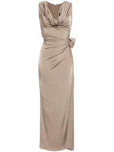 Elegant Ruched Maxi Dress With Cowl Neck, Elegant Ruched Cowl Neck Maxi Dress, Elegant Beige Ruched Maxi Dress, Beige Ruched Maxi Dress For Formal Occasions, Evening Maxi Dress With Cowl Neck And Ruched Detail, Evening Ruched Maxi Dress With Cowl Neck, Elegant Beige Draped Midi Dress, Cowl Neck Midi Dress With Ruched Detail For Evening, Ruched Cowl Neck Midi Dress For Evening