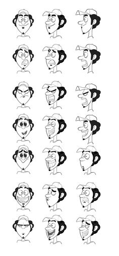 an image of cartoon faces drawn in black and white