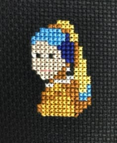 Girl With The Pearl Earring, Cross Earring, Tiny Cross Stitch, Girl With A Pearl Earring, Small Cross Stitch, Beaded Cross Stitch, Mini Cross Stitch, Mini Cross, Beaded Cross