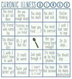 Let’s all play Chronic Illness Bingo! | Heart Sisters Spoon Theory, Info Board