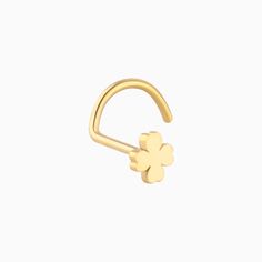 Clover Corkscrew Nose Ring - OhmoJewelry Corkscrew Nose Ring, Nose Stud, Four Leaf, Leaf Clover, Four Leaf Clover, Clover Leaf, Good Fortune, Piercings, The Good