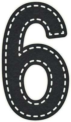 the number six is made up of black paper with white stitching on it's sides