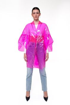 Colored Unisex Festive Coat Outstanding Trench Coat. Party Clothing. - Etsy Croatia Luxury Multicolor Nylon Outerwear, Pink Vinyl Trench Coat, Plastic Outfit, Transparent Raincoat, Stylish Raincoats, Vinyl Raincoat, Plastic Clothes, Shiny Clothes, Rain Wear