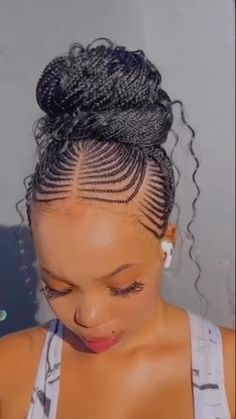 Lillys Hair And Beauty Parlour on Instagram: "Make sure to try our conrow styles this weekend 😊 📍 HH Plaza, 5th Floor CUSTOMER CARE LINE ☎️ Text/Call/WhatsApp 0717063128/0740 098 449" Braided Cornrow Hairstyles Updo Ponytail, Yeboyebo Hairstyle, Conrow Ponytails, Cornrows Updo Ponytail, Straight Up Cornrows Black Women, Lines Hairstyles African, Straight Up Braids African, Straight Up Braids