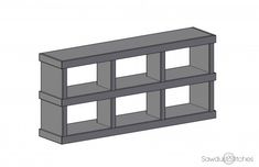 a drawing of a bookcase with three shelves on each side and one shelf below