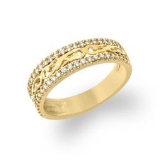 14K Yellow Gold Nalani Tapered Ring with 0.32 Carats (total weight) of Diamonds. The ring measures approximately 6.5mm at its widest. This ring is available in a Size 7. If you wish to order a different size, please add the item to the Shopping Bag, and note the desired size in the Customer comment field. Some sizes may require additional delivery time and may result in a higher price. You will receive a message with details to the email address associated with the order. Fine Jewels, The Ring, Rose Gold Ring, Gold Rings, Gold Bracelet, Wedding Rings, Size 7, Diamonds, White Gold