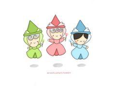 three little kids dressed up in costumes