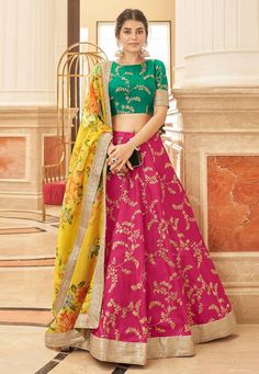 Art silk a line lehenga choli in Pink colour 7425  Desc:  Style : A Line Lehenga Choli Color : Pink Fabric : Art Silk Work : Sequence   Embroidery Wash Care : Dry clean Sleeve Style : Half Sleeve Long Sleeves : Done only in Custom Stitch Sleeves Lining : Done only in Custom Stitch Bust Size : 32 to 42 Inches Occasion : Wedding   Mehendi   Sangeet   Reception   Ceremonial   Baby Shower   Teej   Engagement. With Express Free Shipping and Custom Stitching, Buy Indian Party wedding and bridal Leheng Pink Sequin Lehenga, New Lehenga Choli, Sequins Lehenga Choli, New Lehenga, Heavy Lehenga, Silk Lehenga Choli, Floral Lehenga, Yellow Lehenga, Lehenga Style