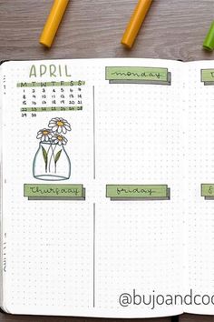 Looking for ideas to start a new week in your bullet journal with?! Check out these super cute April layout examples for inspiration! April Weekly Spread, Bullet Journal Weekly Layout, April Bullet Journal, Flowers Quotes