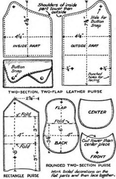 the instructions for how to sew an apron with two - ply leather purses