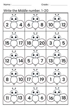 the printable worksheet for numbers 1 - 20