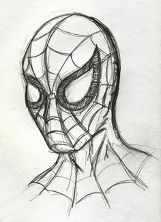 a drawing of a spider man's face