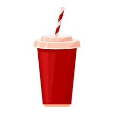 a red cup with a straw in it