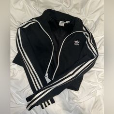 Like Brand New Adidas Cropped Zipped Sweatshirt Black Sporty Sweatshirt With Zipper, Black Sporty Sweatshirt With Zipper Closure, Sporty Black Sweatshirt With Zipper Closure, Adidas Crop, Adidas Women, Adidas Originals, Bathroom Design, Sweatshirts Hoodie, Black White