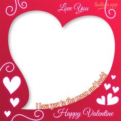 a valentine's day card with hearts and the words i love you to the moon and back