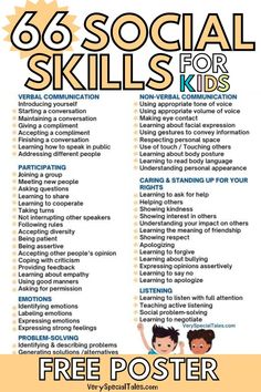 Social Skills Poster Skills To Teach Your Kids, Homeschool Socialization Ideas, Kids Social Skills, Homeschool Socialization, Free Social Skills Printables, Teaching Social Skills Preschool, Life Skills For Kids, Social Skills Checklist, Social Skills Activities For Kids