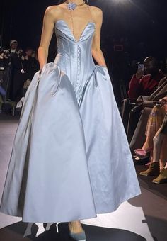 Blue Haute Couture Gowns, Blue Dress Aesthetic, Paris Fashion Week 2023, Georges Hobeika Couture, Gown Aesthetic, Hobeika Couture, Cinderella Blue, Fashion Week 2023