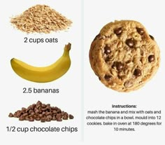 chocolate chip cookies, banana, and peanut butter are the ingredients in this recipe