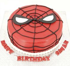 a spiderman birthday cake with the words happy birthday on it