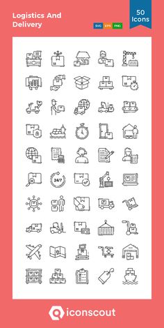 the outline icons for logistic and delivery are shown in this graphic style, with different colors