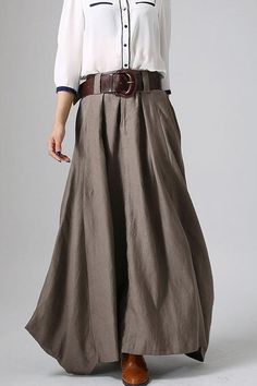 Casual Maxi Skirt, Long Linen Skirt, Work Skirt, Denim Skirt Outfits, Handmade Skirts, Vintage Inspired Fashion, Womens Maxi Skirts, Work Skirts