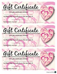 Mary Kay Gift Certificate Template, Mary Kay Sale, Mary Kay Holiday, Mary Kay Gifts