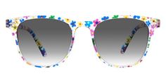 Order Prescription Sunglasses (Single Vision) with this Floral Square frame From $18.90, include frame + lens + case + cloth,, Introducing Blossom Square: the perfect blend of vibrant charm and modern design! These eyeglasses feature a delightful floral pattern that adds a touch of whimsy to any outfit, ensuring you stand out with a playful yet sophisticated style. Multicolor Glass Sunglasses For Summer, Fun Multicolor Sunglasses For Spring, Playful Multicolor Sunglasses For Spring, Multicolor Retro Sunglasses For Beach, Retro Multicolor Glass Sunglasses, Fun Multicolor Spring Sunglasses, Playful Multicolor Sunglasses With Gradient Lenses, Trendy Flower-shaped Tinted Sunglasses, Trendy Flower-shaped Sunglasses For Summer