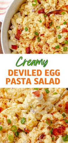 this creamy deviled egg pasta salad is the perfect side dish for any meal