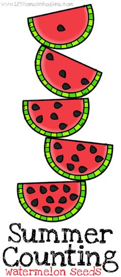 watermelon seeds are stacked on top of each other with the words summer counting written below