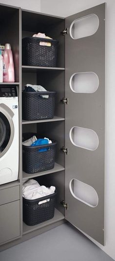 a washer and dryer sitting inside of a closet