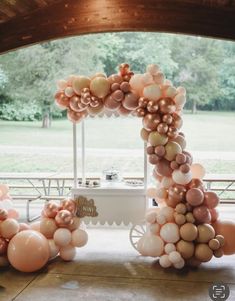 balloons are arranged in the shape of an arch