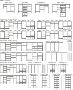 an architectural drawing showing different types of cabinets