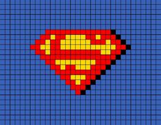 A pixel art template of the DC superhero logo, Superman. Pixel Art Marvel Logo, Pixel Art Logo, Logo Superman, Pixel Art Minecraft, Square Drawing, Spiderman Drawing, Graph Paper Drawings