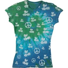 Allover Print Birds On Guitars & Peace Signs On Blue & Green Burnout Tee Scene Clothes, Interesting Fashion, School Clothing, Merch Products, Movie Inspired Outfits, Scene Outfits, Pretty Skirts, Summer Capsule, Peace Signs