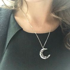 Inspirational Crescent Moon Necklace Celestial Jewelry Crystal | Etsy Black Moon Charm Jewelry For Gift, Black Moon Phase Necklace For Gift, Black Moon Shaped Jewelry Gift, Black Moon Shaped Jewelry For Gift, Black Moon-shaped Jewelry For Gift, Black Moon Shaped Sterling Silver Necklaces, Black Moon Sterling Silver Necklace, Black Moon-shaped Sterling Silver Necklace, Celestial Black Necklace For Gift