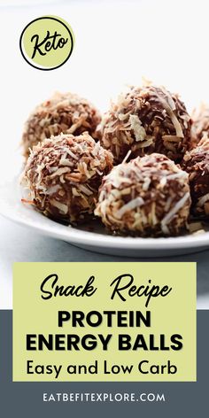 Image with Clean Keto Protein Energy Balls and title Easy Keto Protein Energy Balls: Low-Carb Snack Recipe Protein Energy Balls, Energy Balls Recipe, Keto Protein, Clean Keto, No Bake Energy Bites, Quick Healthy Snacks