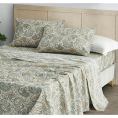 an image of a bedroom setting with paisley bedding