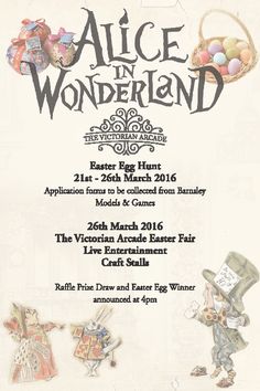 an advertisement for the alice in wonderland event with characters and text that reads'alice in wonderland '