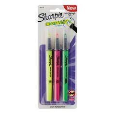 three neon colored markers are in the package with two pens on each side and one marker is